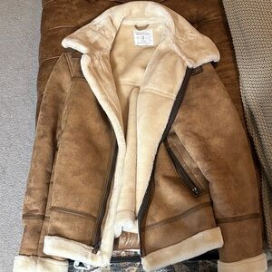 Urban Outfitters Cream Shearling Jacket